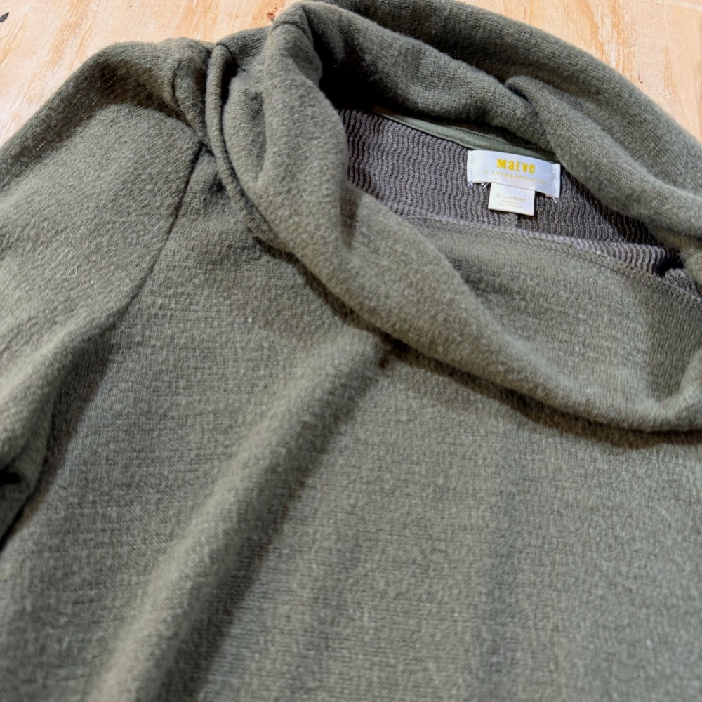 Anthropologie Maeve Olive Green Cowl Neck Tunic Top XL Boho Flowy Cozy - Picture 3 of 10